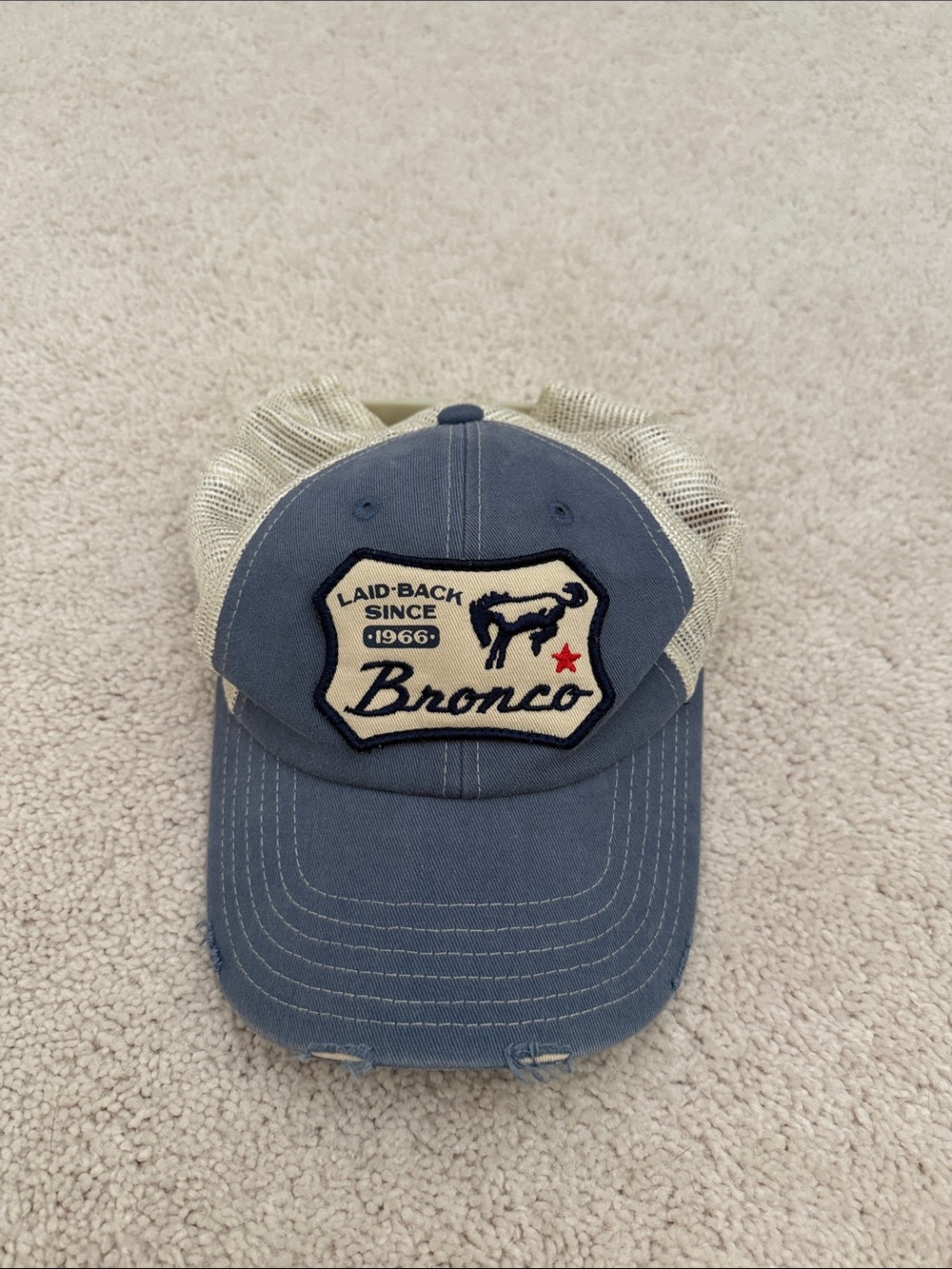 American Needle Blue and Cream Bronco Trucker Hat